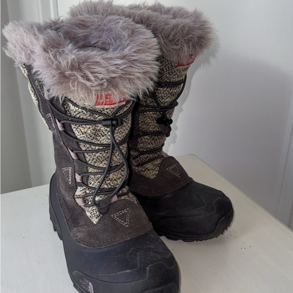 The North Face Furry Winter Boots with Gray and Black Accents- Children’s size 5